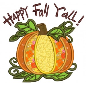 Happy Fall Yall Pumpkin Applique Machine Embroidery Digitized Design Pattern