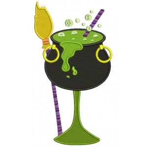 Witch's Boiling Hot Pot Drink Halloween Filled Machine Embroidery Digitized Design Pattern