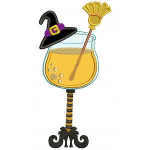 Witch's Favorite Drink Halloween Applique Machine Embroidery Digitized Design Pattern
