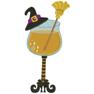 Witch's Favorite Drink Halloween Filled Machine Embroidery Digitized Design Pattern