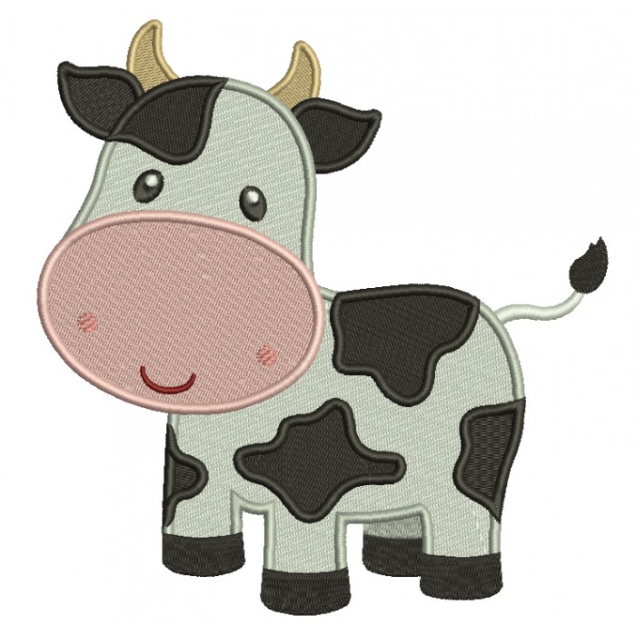 Small Cow Designs Cute Little Cow Filled Machine Embroidery Digitized Design Pattern