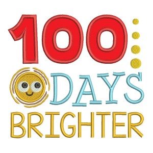 100 Days Brighter School Applique Machine Embroidery Digitized Design Pattern 
