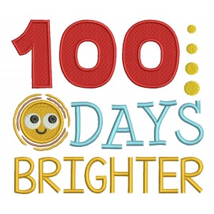 100 Days Brighter School Filled Machine Embroidery Digitized Design Pattern 