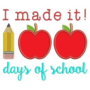I Made It 100 Days of School Applique Machine Embroidery Digitized Design Pattern 