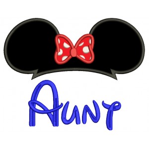 Aunty Mouse Ears looks like Minnie Mouse Applique Machine Embroidery Digitized Design Pattern 