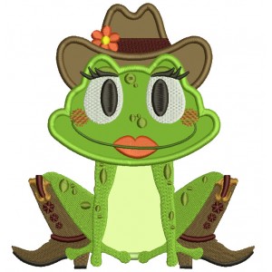 Cowboy Frog Applique Machine Embroidery Digitized Design Pattern 