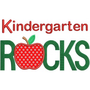 Kindergarten Rocks Apple Applique Machine Embroidery Digitized Design Pattern 