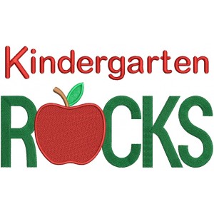 Kindergarten Rocks Apple Filled Machine Embroidery Digitized Design Pattern 