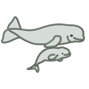 Beluga Whale Applique Machine Embroidery Design Digitized Pattern