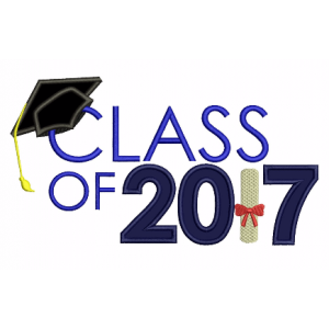 Graduation Class of 2017 School Applique Machine Embroidery Digitized Design Pattern 