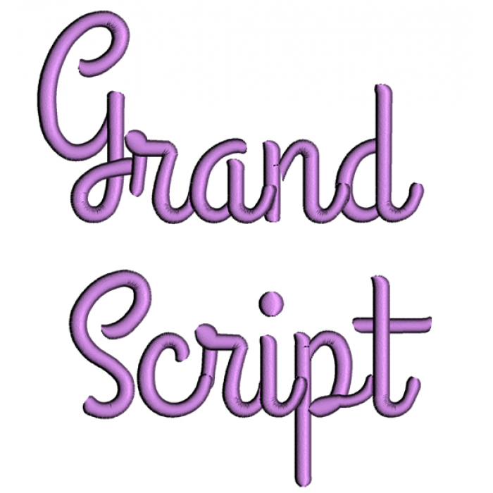 Grand Font Machine Embroidery Script Upper and Lower Case 1 2 3 inches