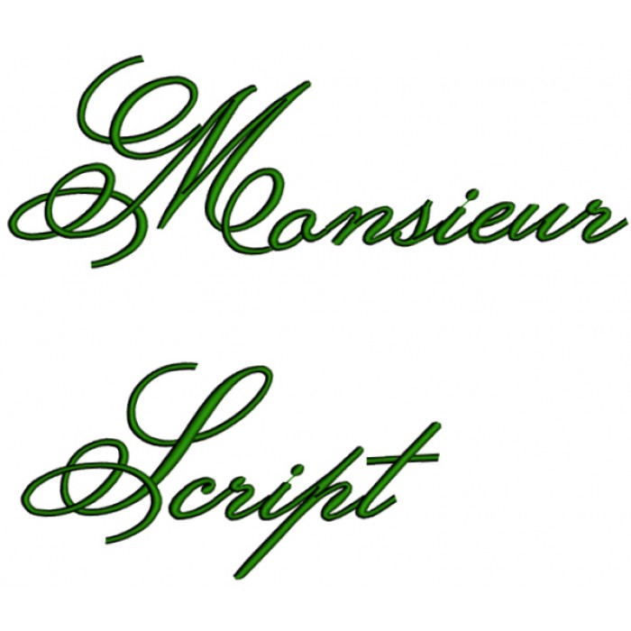 Monsieur Font Machine Embroidery Script Upper and Lower Case 1 2 3 inches