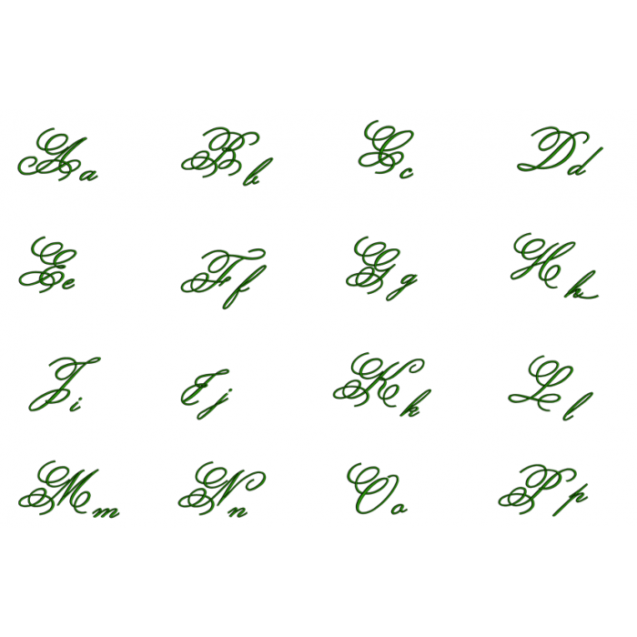 Monsieur Font Machine Embroidery Script Upper and Lower Case 1 2 3 inches
