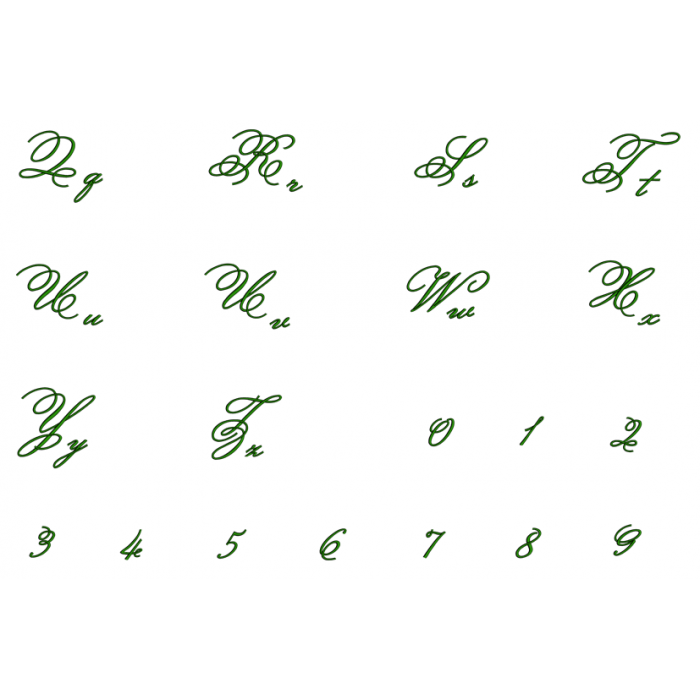 Monsieur Font Machine Embroidery Script Upper and Lower Case 1 2 3 inches