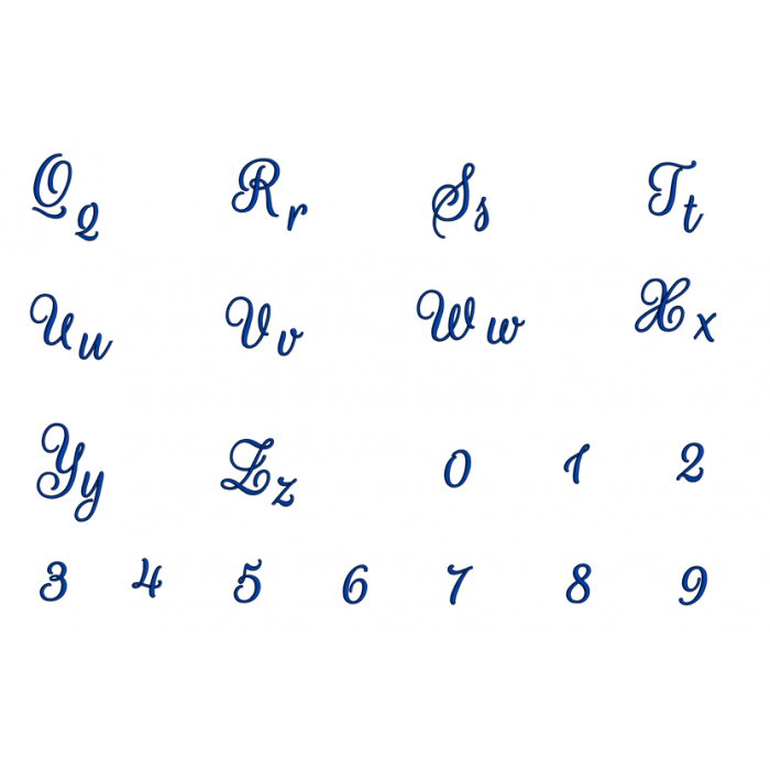 Rouge Font Machine Embroidery Script Upper and Lower Case 1 2 3 inches