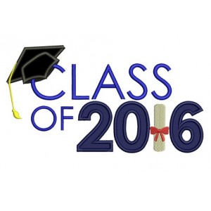 Graduation Class of 2016 School Applique Machine Embroidery Digitized Design Pattern