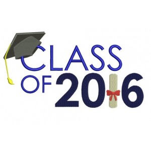 Graduation Class of 2016 School Filled Machine Embroidery Digitized Design Pattern