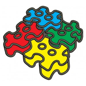 3D Autism Awareness Puzzle Applique Machine Embroidery Design Digitized Pattern