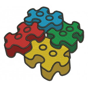 3D Autism Awareness Puzzle Filled Machine Embroidery Design Digitized Pattern