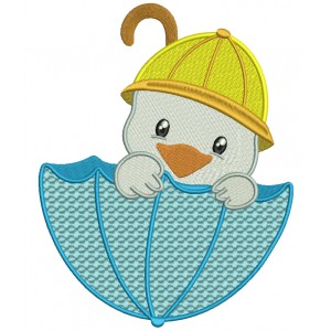 Little Duck Sitting Inside Big Umbrella Filled Machine Embroidery Design Digitized Pattern