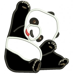 Sitting Baby Panda Applique Machine Embroidery Design Digitized Pattern