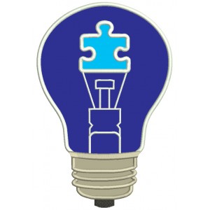Blue Light Bulb Autism Awareness Applique Machine Embroidery Design Digitized Pattern