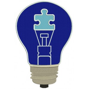 Blue Light Bulb Autism Awareness Filled Machine Embroidery Design Digitized Pattern