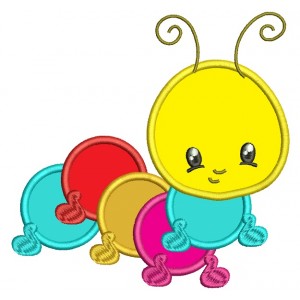Cute Baby Caterpillar Applique Machine Embroidery Digitized Design Pattern