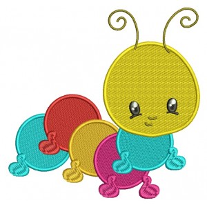 Cute Baby Caterpillar Filled Machine Embroidery Digitized Design Pattern