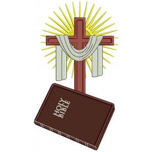 Holy Bible and Cross Applique Machine Embroidery Design Digitized Pattern
