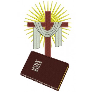 Holy Bible and Cross Filled Machine Embroidery Design Digitized Pattern