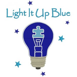 Light It Up Blue Light Bulb Autism Awareness Filled Machine Embroidery Design Digitized Pattern
