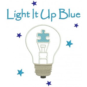 Light it Up Blue Outline Autism Awareness Filled Machine Embroidery Design Digitized Pattern