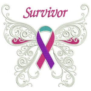 Thyroid Cancer Awareness Butterfly With Ribbon Filled Machine Embroidery Design Digitized Pattern