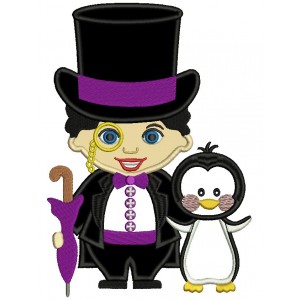 Looks Like Penguin from Batman Applique Machine Embroidery Design Digitized Pattern