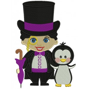 Looks Like Penguin from Batman Filled Machine Embroidery Design Digitized Pattern