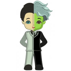 Looks Like Two Face Harvey Dent Batman Applique Machine Embroidery Design Digitized Pattern