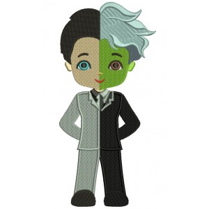 Looks Like Two Face Harvey Dent Batman Filled Machine Embroidery Design Digitized Pattern