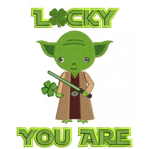 Lucky You Are Looks Like Yoda From Star Wars St Patricks Day Irish Filled Machine Embroidery Design Digitized Pattern