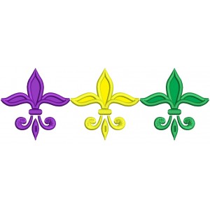 Mardi Gras Fleur de lis Applique Machine Embroidery Design Digitized Pattern