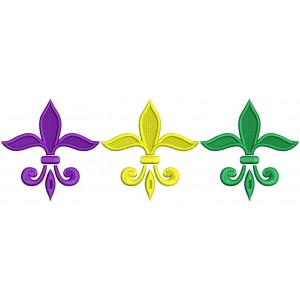 Mardi Gras Fleur de lis Filled Machine Embroidery Design Digitized Pattern