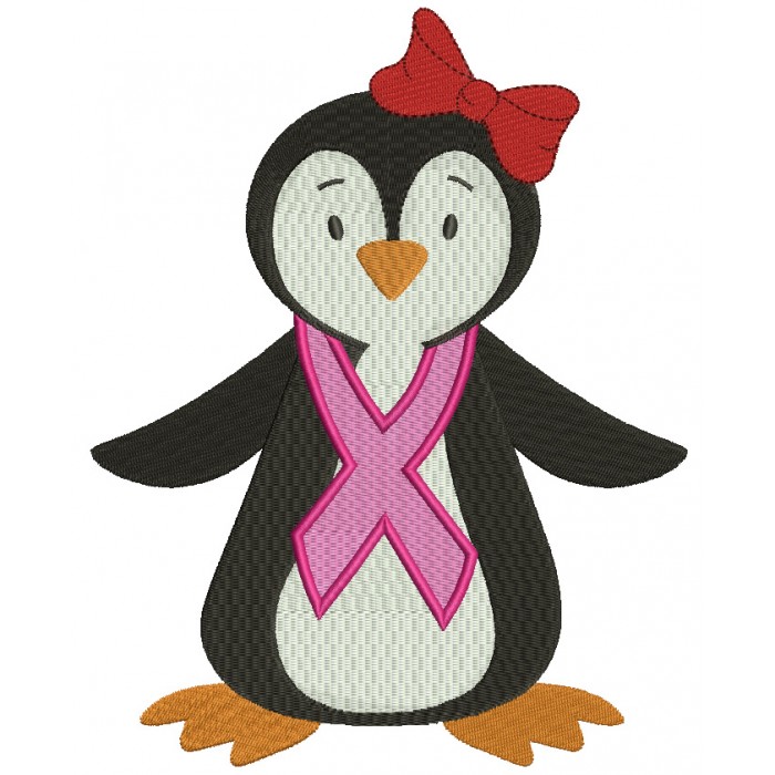 Penguin Wearing Breast Cancer Awareness Ribbon Filled Machine ...
