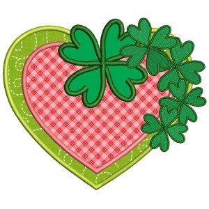 Shamrock Heart St Patricks Day Irish Applique Machine Embroidery Design Digitized Pattern