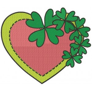 Shamrock Heart St Patricks Day Irish Filled Machine Embroidery Design Digitized Pattern