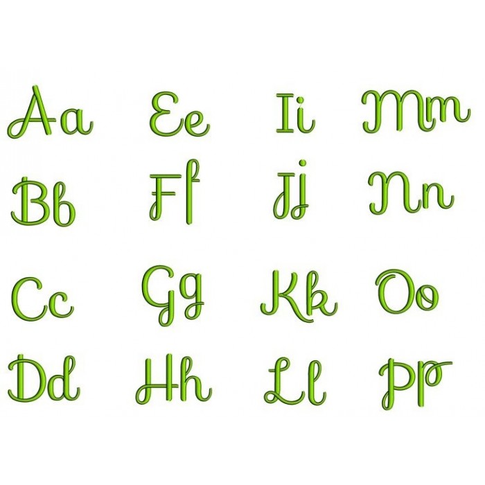 Sofia Font Machine Embroidery Script Upper and Lower Case 1 2 3 inches