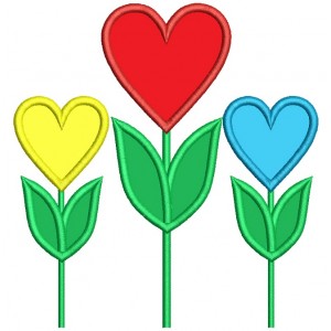 Tulip Hearts Flower Applique Machine Embroidery Design Digitized Pattern