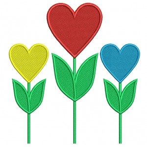 Tulip Hearts Flower Filled Machine Embroidery Design Digitized Pattern