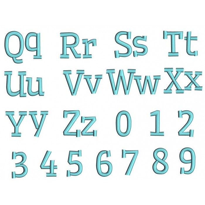 Velvet Font Machine Embroidery Script Upper and Lower Case 1 2 3 inches