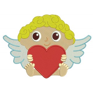 Angel With Big Heart Filled Machine Embroidery Design Digitized Pattern