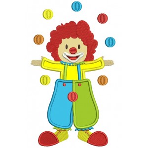 Circus Clown Juggling Balls Applique Machine Embroidery Digitized Design Pattern